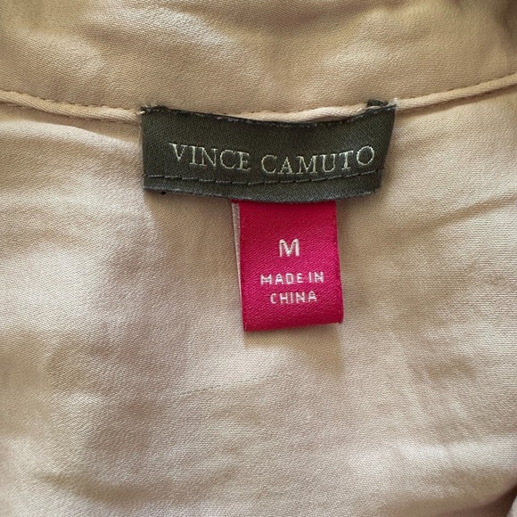 Vince Camuto Pink Button Up Top Satin Long Sleeve Collared Career Women's M - Picture 5 of 8